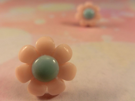 Preview: Pastell Blume Ohrstecker Blüte Flower blau rosa